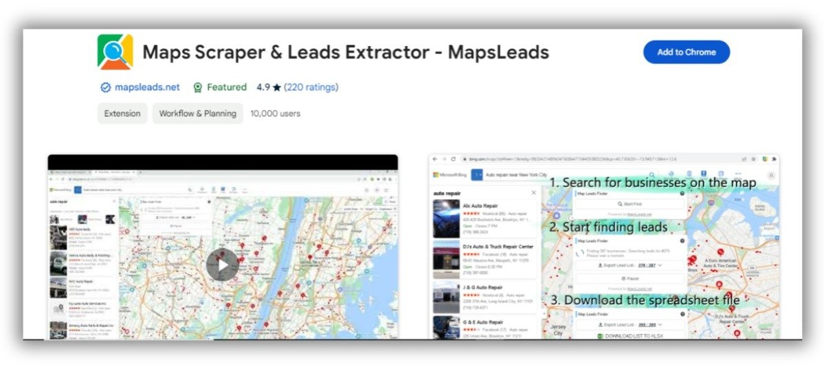 Google Maps Scraper Chrome Extensions
